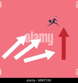 Style minimaliste. vecteur de l'entreprise financement. businessman jumping sur chasm vector concept. Symbole de la réussite de l'entreprise, défi, risque, courage Illustration de Vecteur