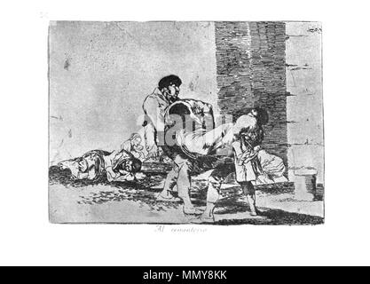 . Los Desatres de la Guerra est un ensemble de 80 gravures aquatintes créé par Francisco Goya dans les années 1810. 56 de la plaque : Al cementerio. (Pour le cimetière. ) . 1810s. Francisco Goya (1746-1828) Noms alternatifs Francisco Goya Lucientes, Francisco de Goya y Lucientes, Francisco José Goya Lucientes Description l'espagnol, peintre, graveur, lithographe, graveur et aquafortiste Date de naissance/décès 30 Mars 1746 16 avril 1828 Lieu de naissance/décès Fuendetodos Bordeaux lieu de travail Madrid, Saragosse, Bordeaux contrôle d'autorité : Q5432 : VIAF ?54343141 ISNI : ?0000 0001 2280 1608 ULAN : ?500118936 RCAC : ?n7 Banque D'Images