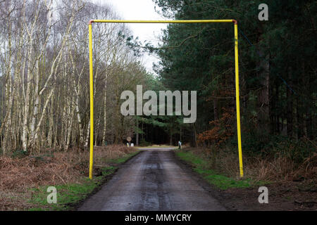 East Gate Road à l'ancienne base aérienne de l'USAF, Woodbridge, Suffolk, UK. Banque D'Images