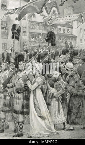 Le Black Watch, 42e Royal Highlanders de retourner à Paris après la bataille de Waterloo à un héros bienvenue, 1815 Banque D'Images