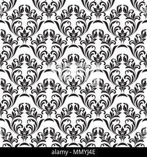 Modèle sans couture. Floral design décoré dans un style baroque royal sur un fond blanc. Idéal pour l'impression de textiles et d'écran. Illustration de Vecteur