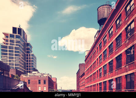 Vintage photo stylisée de l'ancien et le moderne de l'architecture de la ville de New York, USA. Banque D'Images