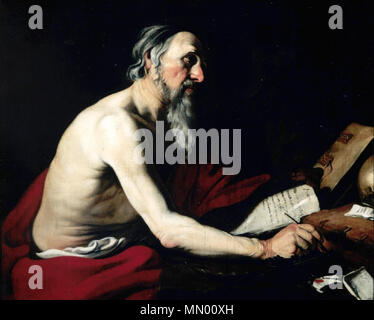 . Español : La obra représenta un San Jerónimo de Estridón, uno de los Padres de la iglesia. San Jerónimo. Entre vers 1630 et vers 1640. Hendrick van somer-San Jeronimo Banque D'Images