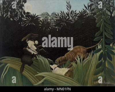 . Les Scouts ont attaqué par un tigre Scouts ont attaqué par un tigre (Éclaireurs attaqués par un tigre). 1904. Henri Rousseau - Les Scouts attaqué par un tigre (1904) Banque D'Images