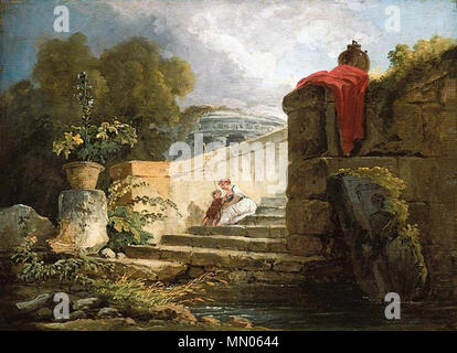 Une scène dans le parc de la Villa Farnese, Rome. vers 1765. Hubert Robert - une scène dans le parc de la Villa Farnese, Rome - WGA19580 Banque D'Images