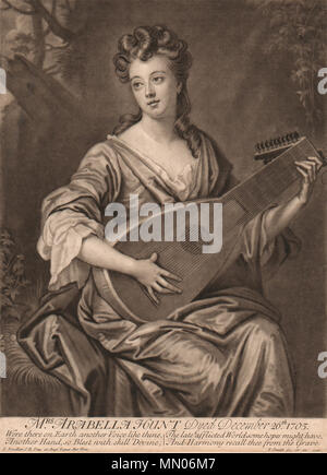 . Anglais : Mme Arabella Hunt (c.1706) par John Smith, 1652-1743, British ; Après Sir Godfrey Kneller, 1646-1723, l'allemand, actif en Grande-Bretagne (à partir de 1676). Yale Center for British Art, Paul Mellon Collection. Légende : Mme Arabella teints Hunt le 26 décembre. 1705. Il y a sur terre une autre voix comme toi, l'autre part, de façon divine de compétences avec Forster ; la fin du monde affligé quelque espoir peut-être, et l'harmonie de la tombe te rappeler. G. Kneller S.R.Imp. et Angl. Eques Aur Pinx. I.Smith. fec et ex. 1706. . Vers 1706. John Smith, 1652-1743, British ; Après Sir Godfrey Kneller, 1646-1723. Arabella H Banque D'Images