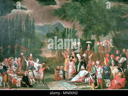 Anglais : une partie de chasse turc avec le Sultan Ahmed III . début du 18e siècle, in : Tulip ère dans l'Empire Ottoman. Partie de chasse avec le Sultan Jean Baptiste Vanmour 18e siècle Banque D'Images