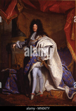 Anglais : Louis XIV, roi de France (1638-1715) Louis XIV, roi de France (1638-1715). 1702. Hyacinthe Rigaud - Louis XIV, roi de France (1638-1715) - Google Art Project Banque D'Images