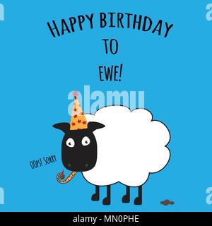 Avec carte d'anniversaire Joyeux anniversaire à l'image des moutons brebis avec mignon Illustration de Vecteur