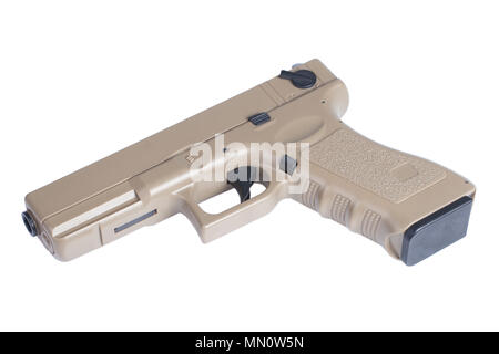 Pistolet automatique Glock 9mm pistolet isolé sur fond blanc Banque D'Images