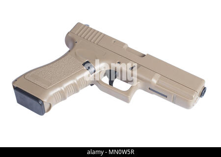 Pistolet automatique Glock 9mm pistolet isolé sur fond blanc Banque D'Images