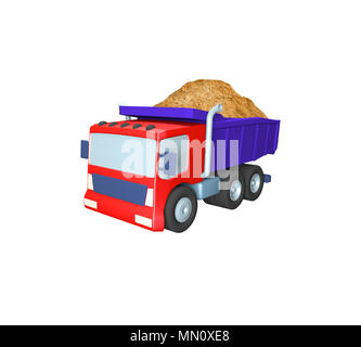 Modèle 3D de camion jouet ,livraison de sable, les travaux de construction, de l'illustration sur fond blanc Banque D'Images