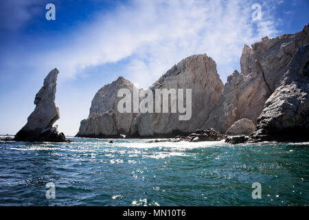 Fin des terres à la fin de la péninsule de Baja, à l'extérieur de Cabo San Lucas, Mexique. Banque D'Images