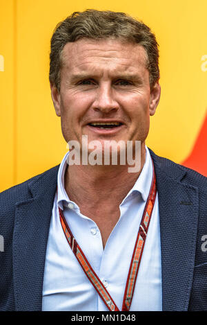 Barcelone, Espagne. 13 Mai 2018 : britannique et ancien pilote de Formule 1 David Coulthard promenades dans le paddock avant le GP sur le circuit espagnol de Barcelone, Plaça de Catalunya Crédit : Matthias Rickenbach/Alamy Live News Banque D'Images