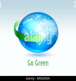Planète Bleue planète Terre avec flèche verte, vector illustration Illustration de Vecteur
