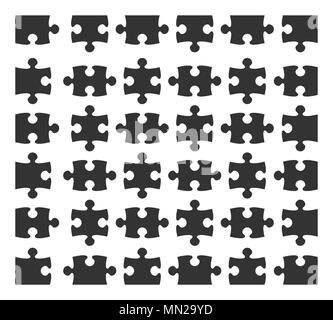 Définir des éléments de conception partie puzzle silhouette. Vector illustration. Illustration de Vecteur