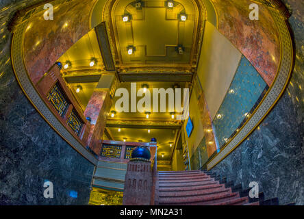 L'escalier de la green hall d'entrée de l'Académie de musique Liszt Ferenc.C'est une salle de Concert et Conservatoire de Budapest, fondée par Franz Liszt. Banque D'Images