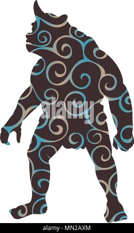 Cyclops silhouette motif fantaisie vilain monstre Illustration de Vecteur