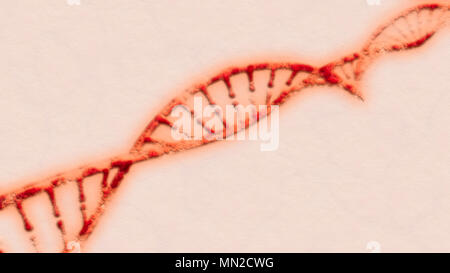 L'acide désoxyribonucléique, l'ADN est un thread comme chaîne de nucléotides portant les instructions génétiques de tous les organismes vivants connus. DNA helix rouillé Banque D'Images