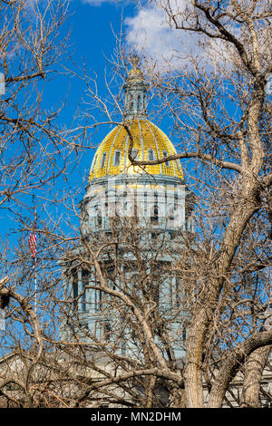 Le dôme doré de la Colorado State Capitol building, Denver, Colorado, USA. Banque D'Images