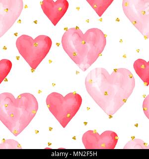 Aquarelle de mariage transparente avec motif coeur rose Illustration de Vecteur