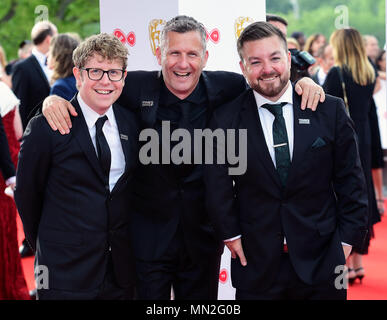 Josh Widdicombe, Adam Hills et Alex Brooker assistant à la Vierge PLAT British Academy Television Awards 2018 s'est tenue au Royal Festival Hall, Southbank Centre, Londres. Banque D'Images