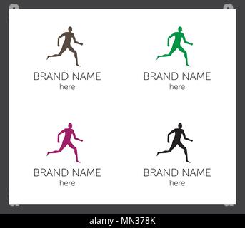 Silhouettes d'homme courant dans différentes couleurs pour logo de l'entreprise Illustration de Vecteur