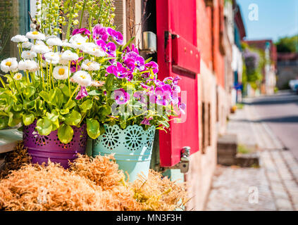 Scenic dans la vieille ville d'été ville de Rothenburg ob der Tauber, Bavière, Allemagne Banque D'Images