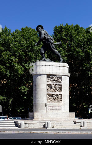 Marbre et bronze Monument à Bersagliere (Monumento al Bersagliere), Piazzale di Porta Pia, Rome, Italie. Banque D'Images