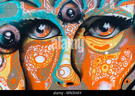 Art Graffiti sur un mur à Campeche, Florianópolis, Santa Catarina, Brésil, Amérique Latine Banque D'Images