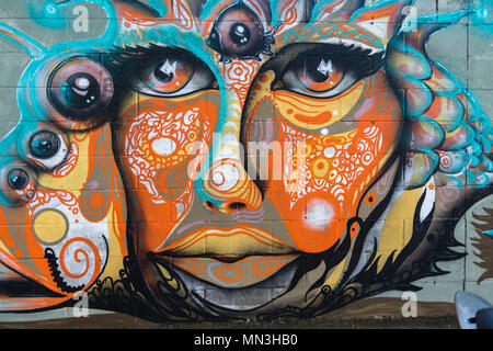 Art Graffiti sur un mur à Campeche, Florianópolis, Santa Catarina, Brésil, Amérique Latine Banque D'Images