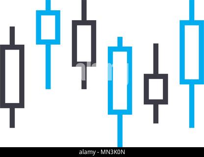 Les fluctuations des marchés financiers l'icône vecteur ligne fine avc. Les fluctuations des marchés financiers contours illustration, affiche, symbole linéaire concept. Illustration de Vecteur