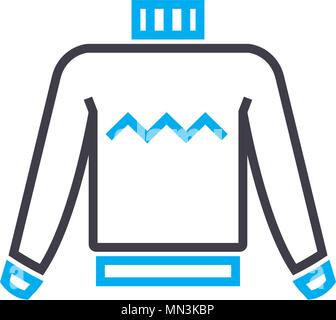 Men's Sweater vector fine ligne icône de course. Men's Sweater contours illustration, affiche, symbole linéaire concept. Illustration de Vecteur