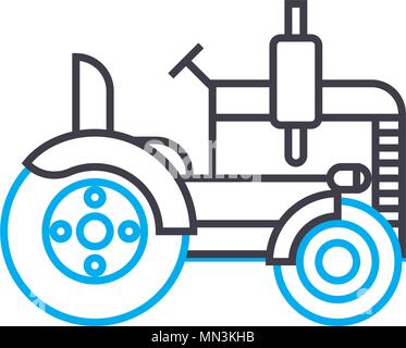 Road roller vector fine ligne icône de course. Rouleau compresseur contours illustration, affiche, symbole linéaire concept. Illustration de Vecteur