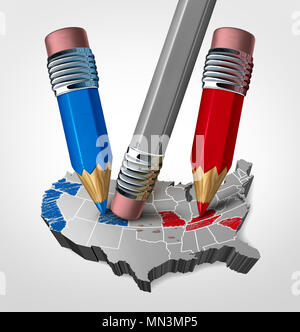 L'ingérence des élections aux États-Unis et le vote l'ingérence étrangère dans les États-Unis comme un 3D illustration. Banque D'Images