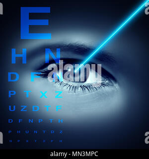 Chirurgie des Yeux au Laser et Correction de la vue ophtalmologie symbole médical dans un style 3D illustration. Banque D'Images
