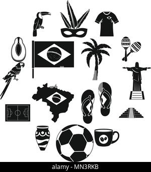 Symboles Le Brésil Voyage icons set, le style simple Illustration de Vecteur