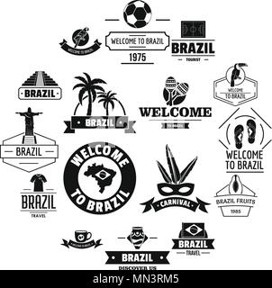 Le Brésil Voyage logo icons set, le style simple Illustration de Vecteur