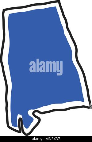 La carte isolée de l'état de l'Alabama Illustration de Vecteur