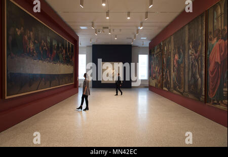 Royal Academy of Arts, Londres, Royaume-Uni. 14 mai, 2018. Le personnel de la galerie voir travaille à l'ouverture officielle de la nouvelle extension de RA qui ouvre au public le 19 mai 2018. Credit : Malcolm Park/Alamy Live News. Banque D'Images