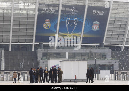 Kiev, Ukraine. 14 mai, 2018. Le logo de la finale de la Ligue des champions de 2018 est visible sur le stade Olimpiyskiy à Kiev, Ukraine, le 14 mai 2018 . Kiev sera l'hôte de la finale de la finale de la Ligue des champions de 2018 le 26 mai 2018. Crédit : Serg Glovny/ZUMA/Alamy Fil Live News Banque D'Images