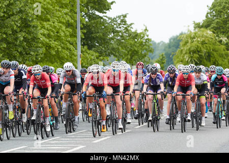 Lincoln, Royaume-Uni. 14 mai 2018. Grand Prix Lincoln Women's Race 2018 1, Rebecca Durrell, histoire de la course 2:41:17 2 Anna, Henderson, équipe-Cycle OnForm 3 Nicola, Juniper, CNM - Biemme - Crédit d'Echelon : Phil Crow/Alamy Live News Banque D'Images