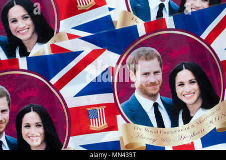 Londres, Royaume-Uni. 14 mai 2018. Union jack flag célébrant le mariage du prince Harry et Meghan markle. Goutte d'encre : Crédit/Alamy Live News Banque D'Images