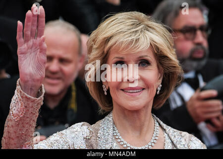 Cannes, France. 14 mai, 2018. Jane Fonda sur le "Tapis Rouge" BlacKkKlansman le lundi 14 mai 2018 dans le cadre du 71e Festival International du Film de Cannes s'est tenue au Palais des Festivals, Cannes. Photo : Jane Fonda. Photo par : Julie Edwards/Alamy Live News Banque D'Images