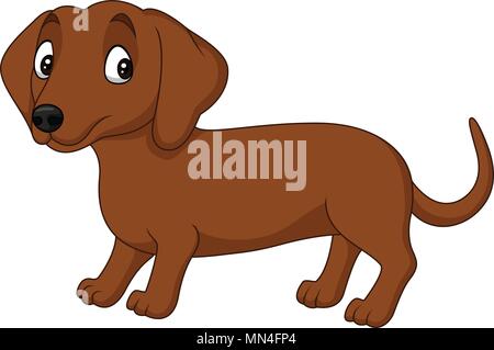 Cartoon teckel chien isolé sur fond blanc Illustration de Vecteur