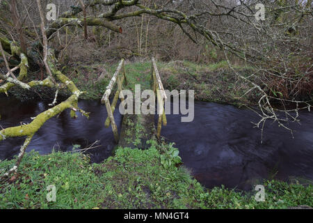 Pont en ruine à travers un ruisseau Breney Cornwall commun Banque D'Images