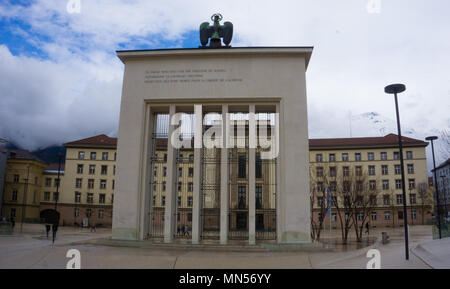 Ce monument est situé en face de Neues Haus à Innsbruck et est un monument de la libération construit par les français après la seconde guerre mondiale. Banque D'Images