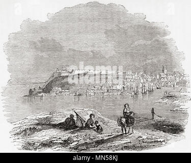 Une vue de Plymouth, Devon, Angleterre à la fin du xviiie siècle. À partir de la vieille Angleterre : A Pictorial Museum, publié 1847. Banque D'Images