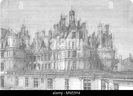 LOIR-ET-CHER. Chambord. Château de Chambord, aile de Henri II 1880 old print Banque D'Images