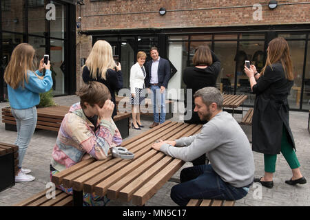 Première réunion de Jamie Oliver Ministre Nicola Sturgeon à Benwell House à Londres, où elle a annoncé de nouvelles initiatives de l'obésité infantile. Banque D'Images